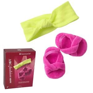American Girl HEADBAND & SLIPPERS Pawsitively Purrfect Active Salon Accessories